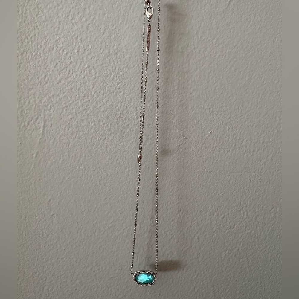 Kendra Scott Silver Satellite Chain Necklace w/ Turquoise Pendant